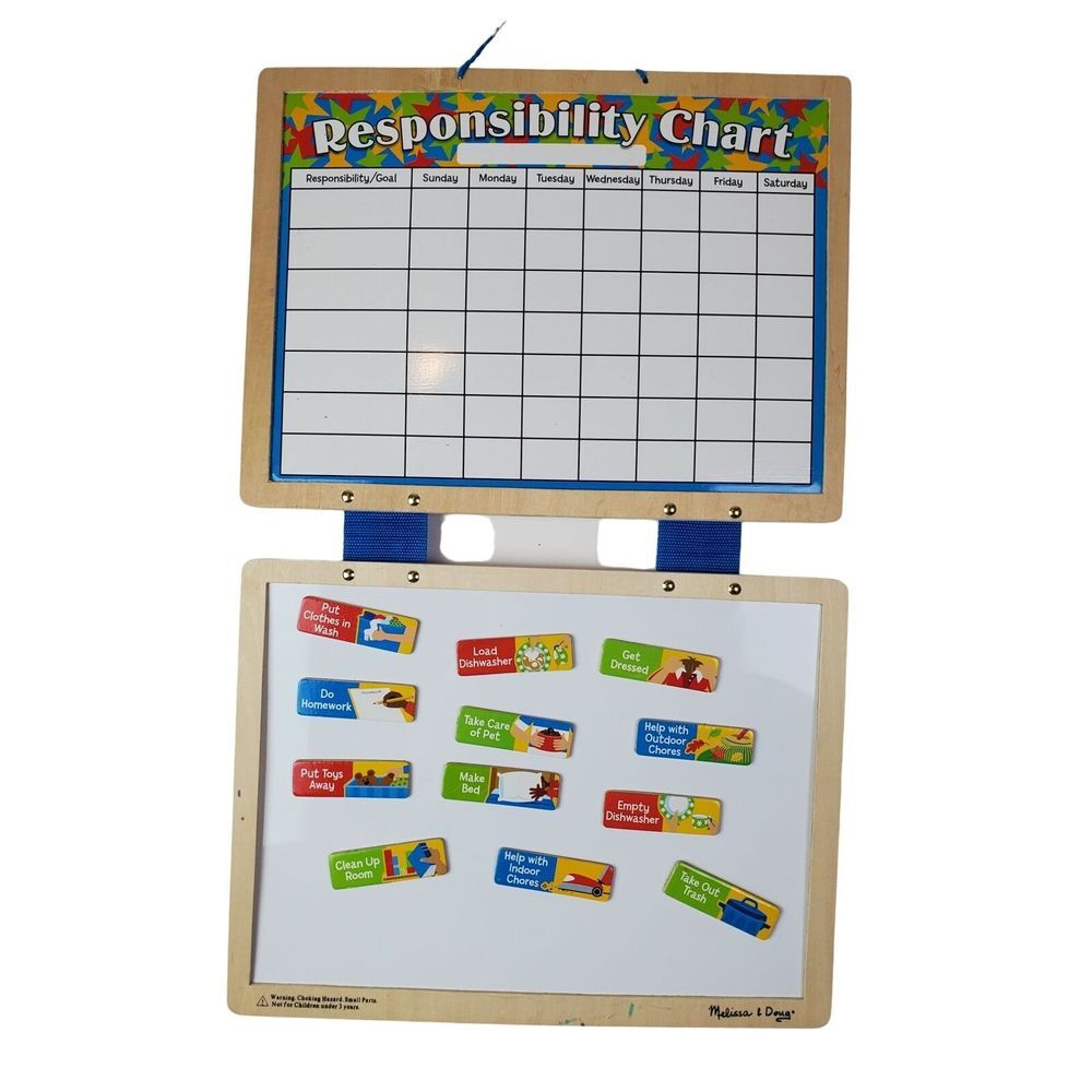 Melissa & Doug Magnetic Kids Chore Responsibility Chart Whiteboard GUC